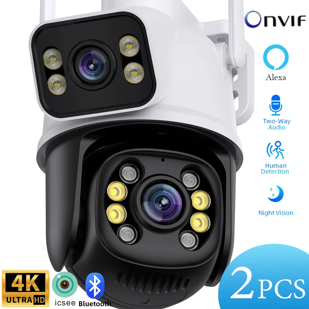 2Pcs 4K Security Wifi Camera Dual Lens Dual Screen Wireless Outdoor Surveillance Camera Auto Tracking iCSee IP CCTV Cameras
2Pcs 4K Security Wifi Camera Dual Lens Dual Screen Wireless Outdoor Surveillance Camera Auto Tracking iCSee IP CCTV Cameras