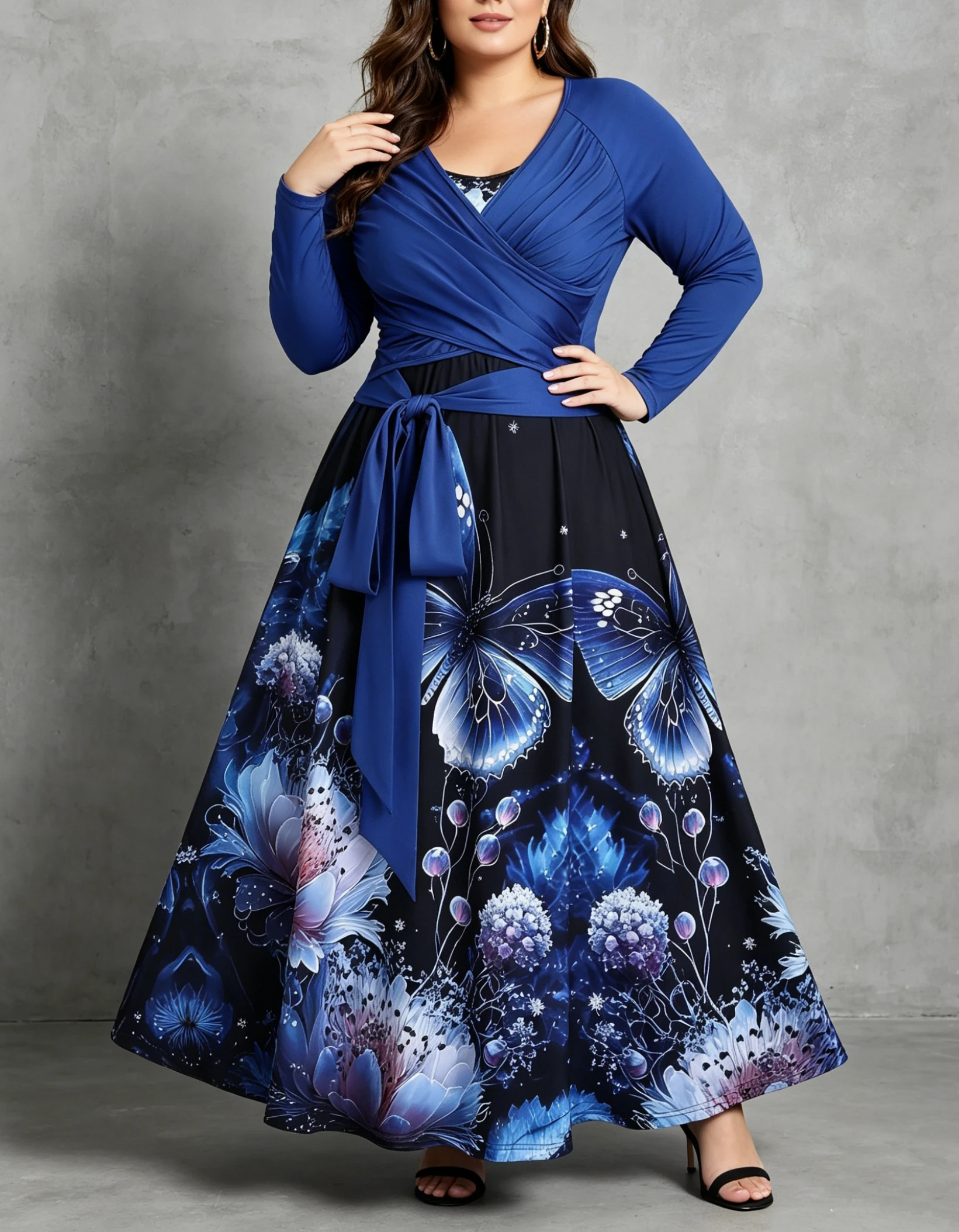 Plus-size Women's Long-sleeve Top + Floral Print Long Dress 2-piece Set
Plus-size Women's Long-sleeve Top + Floral Print Long Dress 2-piece Set