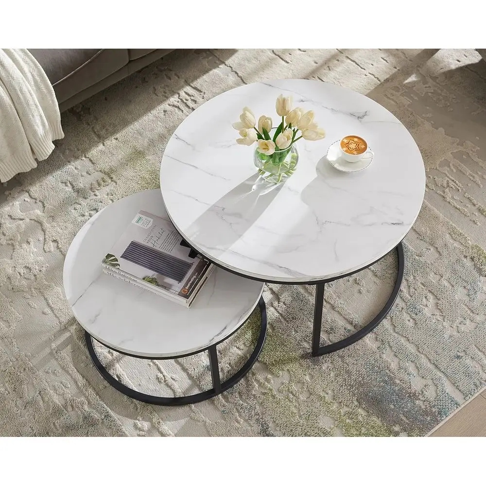 ern Nesting Coee Table Set o 2 or Living Room, Oice, Balcony, Century Round Wood Accent Coee MD aux Marble Tabletop w/Black Colo
ern Nesting Coee Table Set o 2 or Living Room, Oice, Balcony, Century Round Wood Accent Coee MD aux Marble Tabletop w/Black Colo
