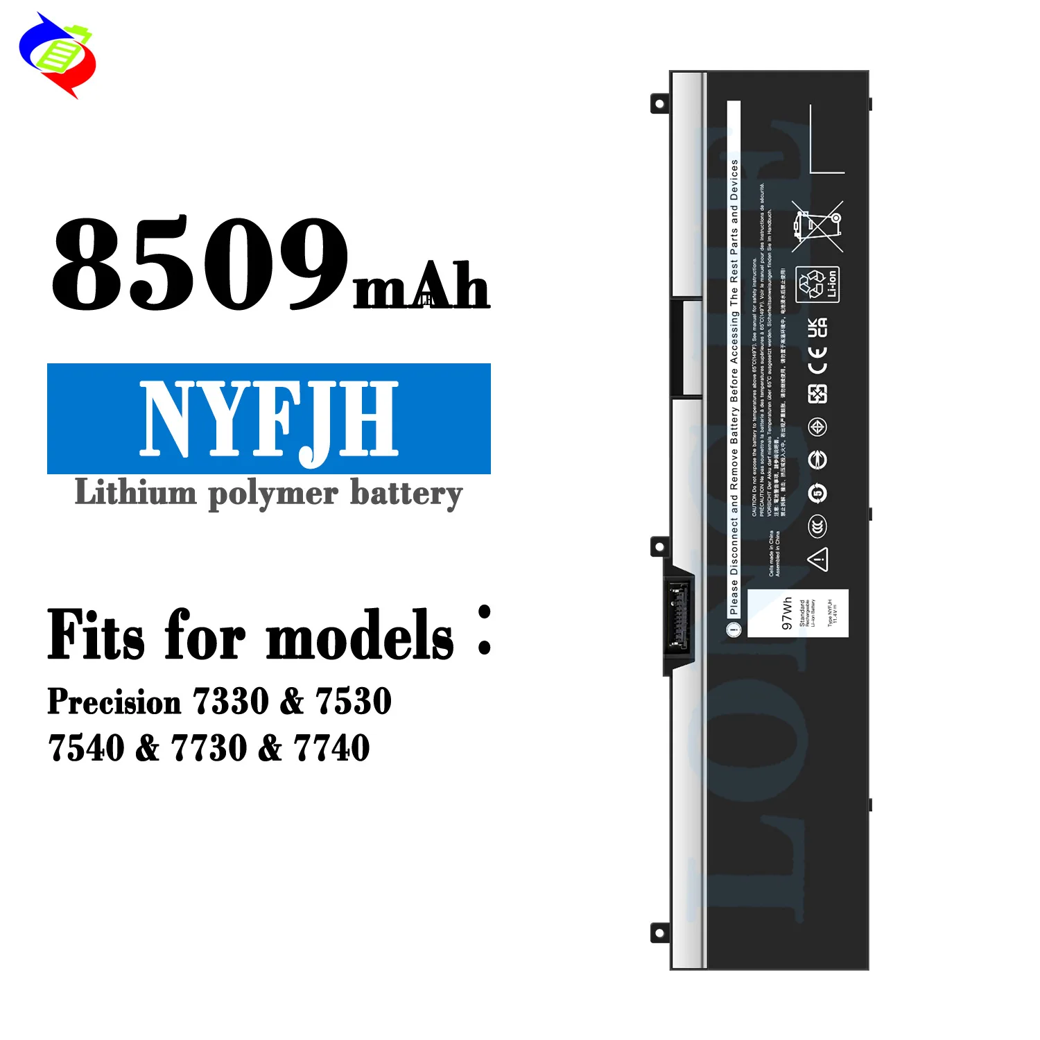 NYFJH 11.4V 97Wh Laptop Battery for Dell Precision 7530 7730 7540 7740 Series P34E P34E001 P34E002 P74F P74F001 Battery
NYFJH 11.4V 97Wh Laptop Battery for Dell Precision 7530 7730 7540 7740 Series P34E P34E001 P34E002 P74F P74F001 Battery