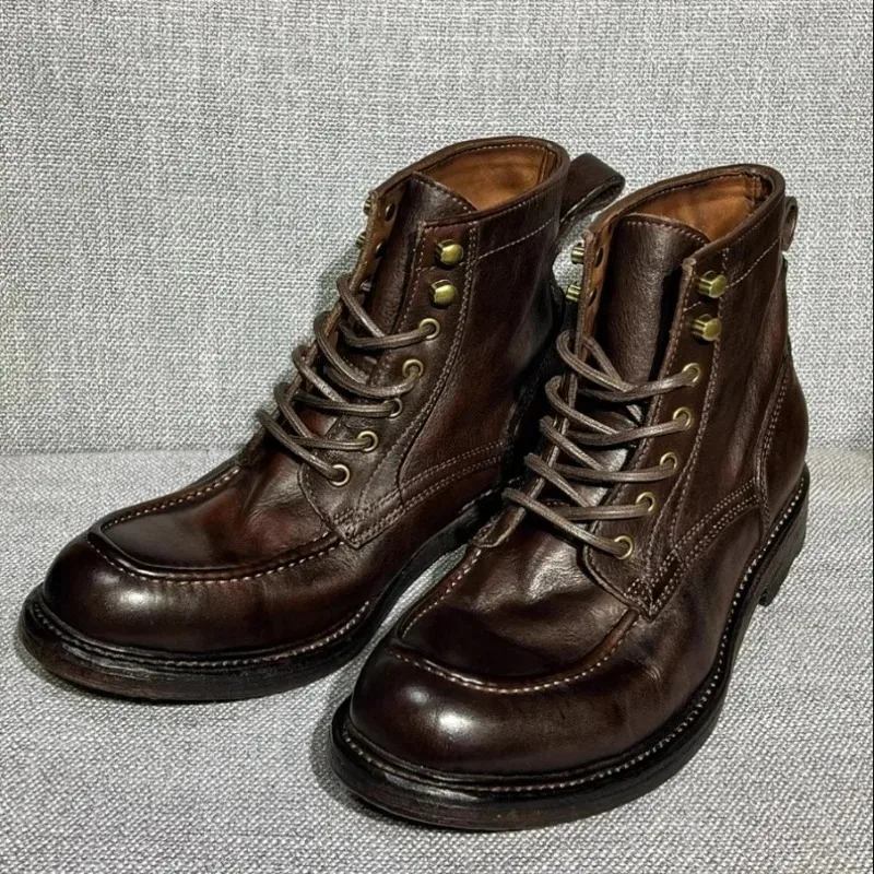 Handmade Genuine Leather Vintage Men Work Shoes British Outdoor Walking Ankle Boots Luxury Cowhide Motorcycle Boots
Handmade Genuine Leather Vintage Men Work Shoes British Outdoor Walking Ankle Boots Luxury Cowhide Motorcycle Boots