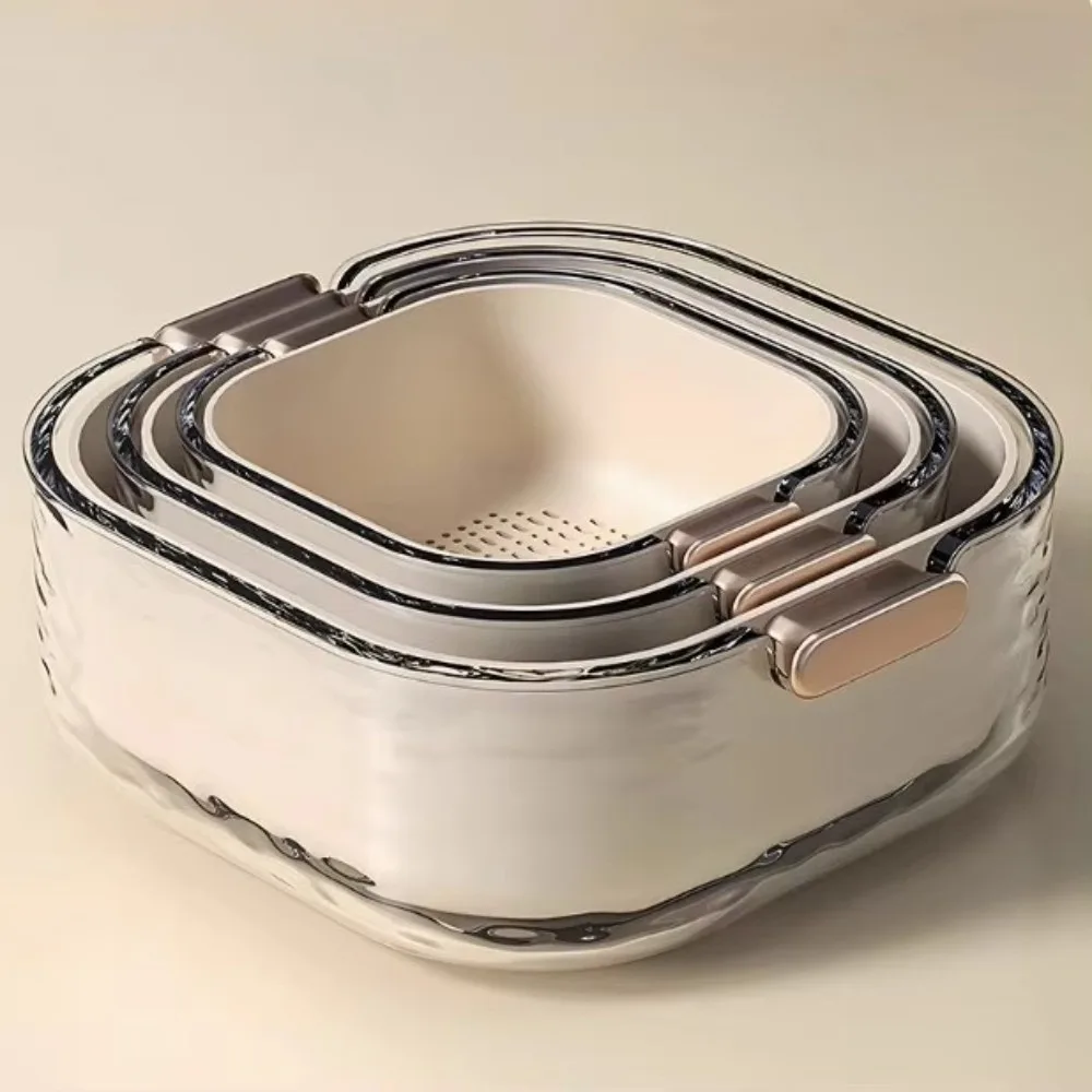 6-Piece Set Multi-purpose Kitchen Basket 3 Size Double Layer Plastic Colander Set with Handles Thickened Plastic Fruit Colander
6-Piece Set Multi-purpose Kitchen Basket 3 Size Double Layer Plastic Colander Set with Handles Thickened Plastic Fruit Colander