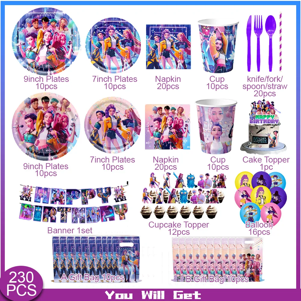 KPop Demon Hunters Girl Birthday Party Decorations Purple Disposable Tableware Anime Pink Balloons Backdrop Banner Cake Toppers
KPop Demon Hunters Girl Birthday Party Decorations Purple Disposable Tableware Anime Pink Balloons Backdrop Banner Cake Toppers