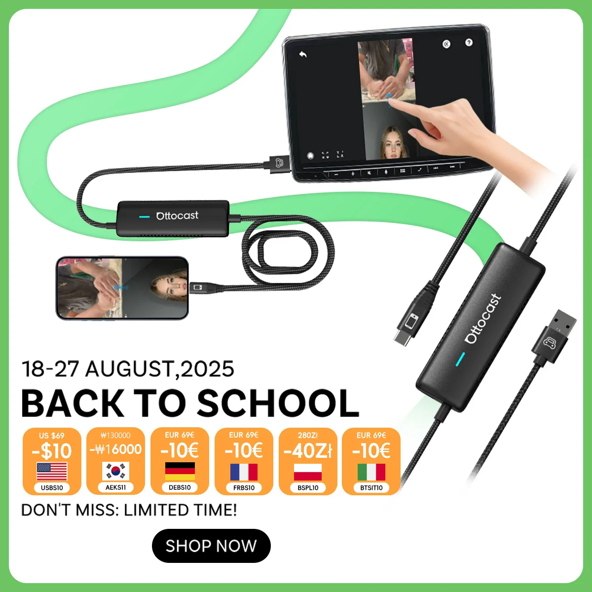Ottocast Mirror Touch Wireless CarPlay Adapter Near Zero-Latency Mirroring Car Control Phone for Youtube Navigation Music Newest
Ottocast Mirror Touch Wireless CarPlay Adapter Near Zero-Latency Mirroring Car Control Phone for Youtube Navigation Music Newest