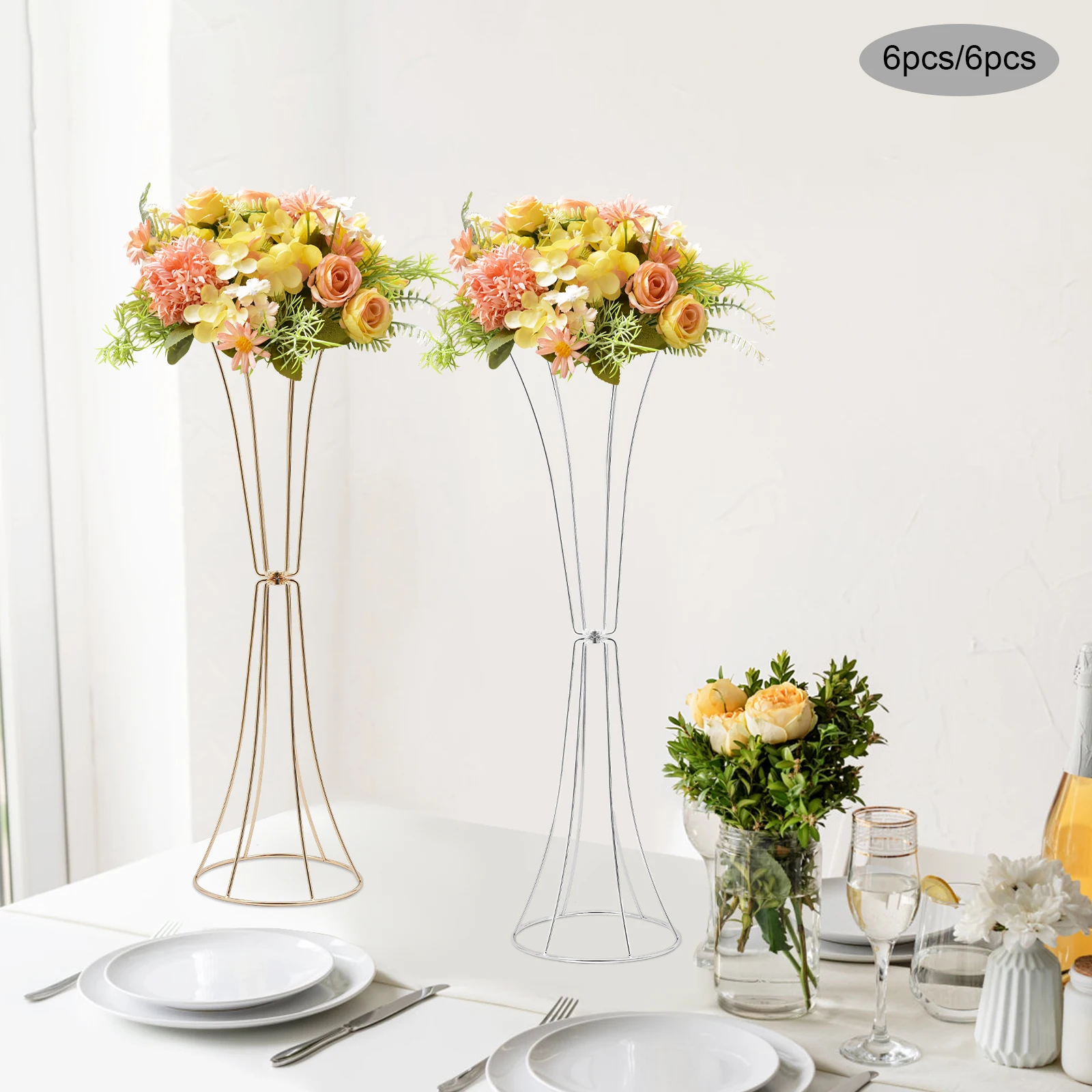 6 PCS 26.77inch Metal Flower Rack Stands for Wedding Centerpieces Event Party Decor Road Lead Flower Arrangement Supports
6 PCS 26.77inch Metal Flower Rack Stands for Wedding Centerpieces Event Party Decor Road Lead Flower Arrangement Supports