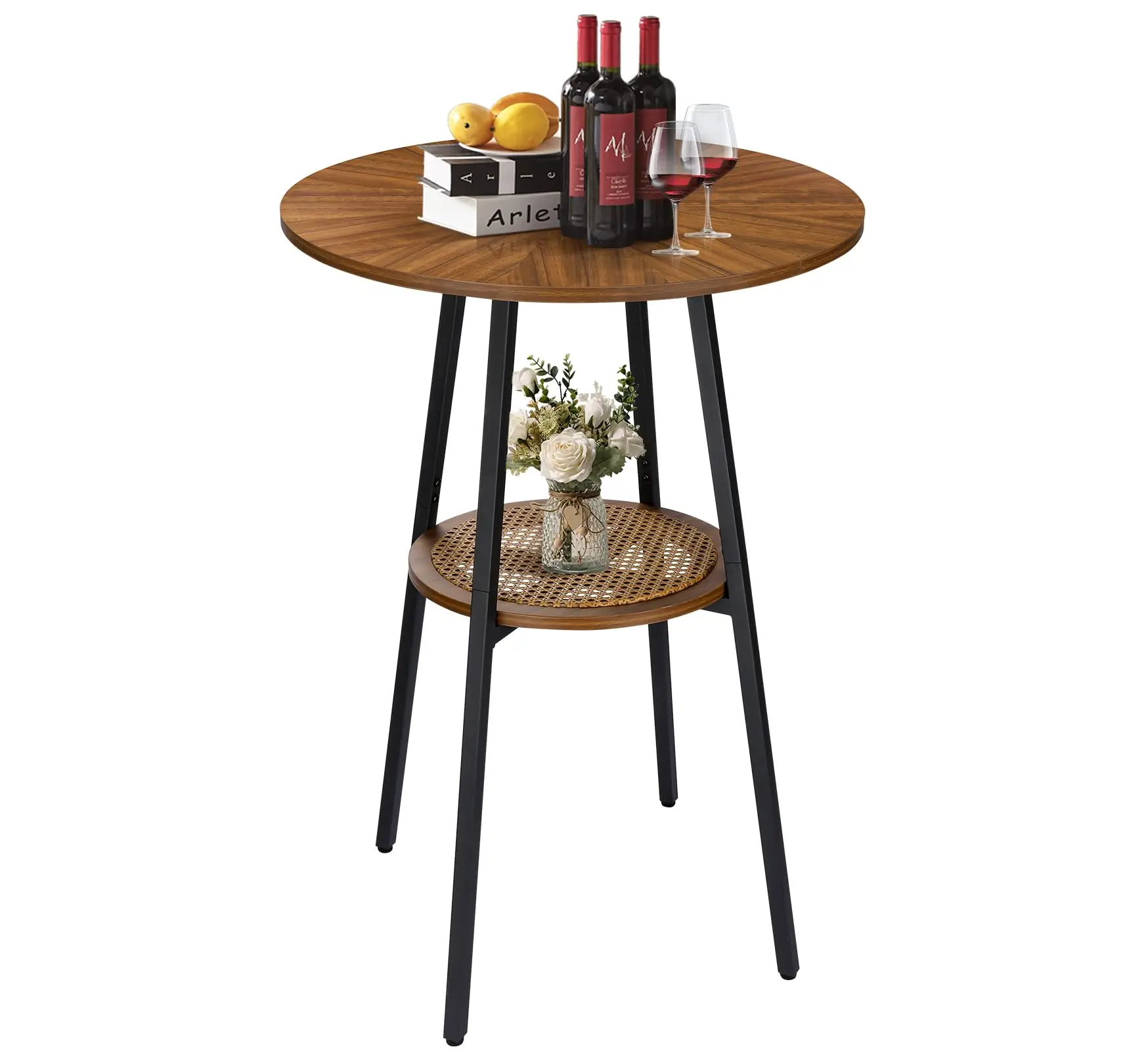 Boho Bar Height Table With Rattan Storage Shelf High Top Counter Dining Table
Boho Bar Height Table With Rattan Storage Shelf High Top Counter Dining Table