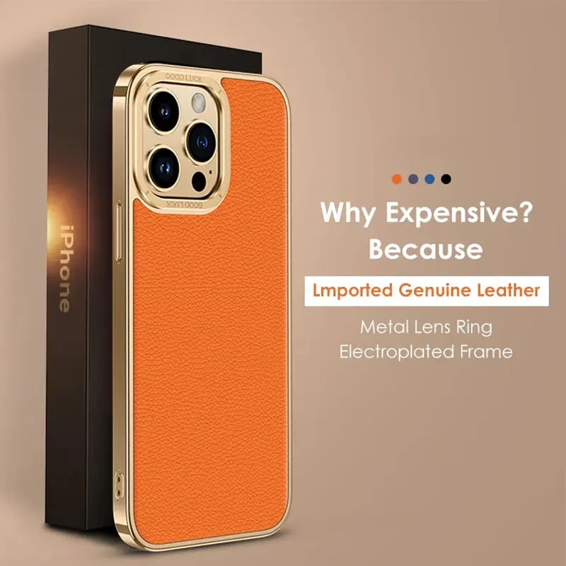 Luxury Genuine Leather Phone Case For Iphone 13 12 14 15 Pro Max Huawei Mate 50 Pro Plating Shell For Samsung S23 S22 Ultra Plus
Luxury Genuine Leather Phone Case For Iphone 13 12 14 15 Pro Max Huawei Mate 50 Pro Plating Shell For Samsung S23 S22 Ultra Plus