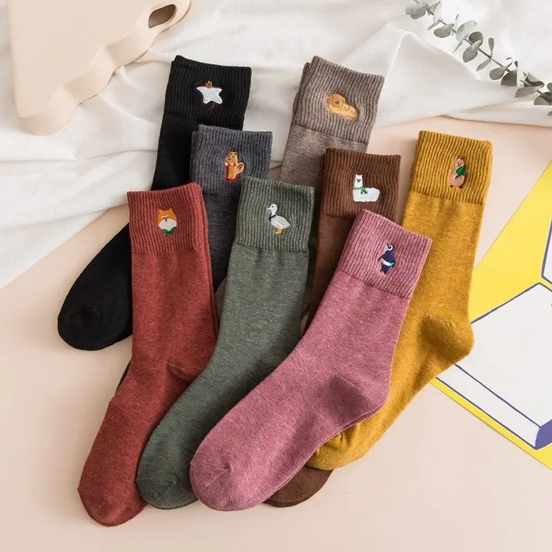 Embroidery Cartoon Cute Women's Socks College Style Cotton Long Socks for Women Vintage Streetwear Sock Calcetines Mujer
Embroidery Cartoon Cute Women's Socks College Style Cotton Long Socks for Women Vintage Streetwear Sock Calcetines Mujer