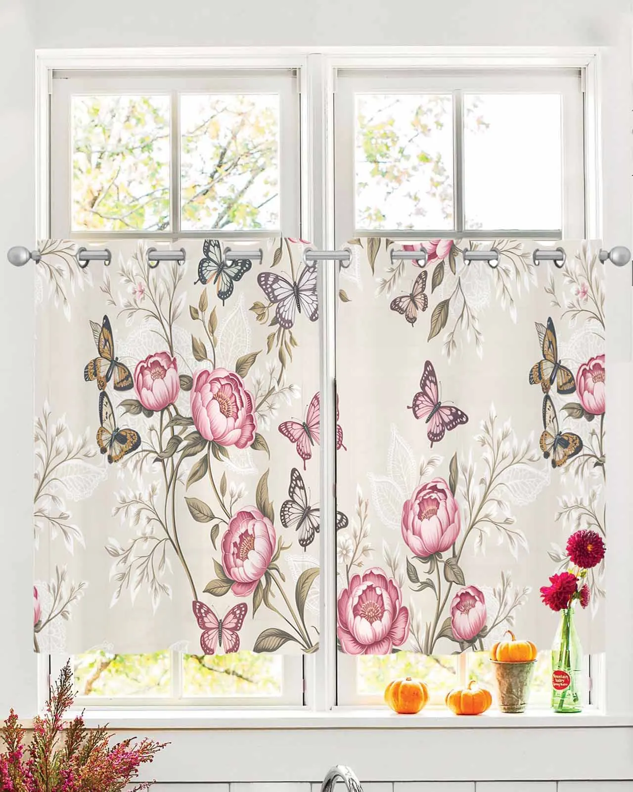 2pcs Tulle Window Curtains Vintage Rose Butterfly Flower Plant for Living Room Bedroom Chiffon Sheer Voile Window Curtain
2pcs Tulle Window Curtains Vintage Rose Butterfly Flower Plant for Living Room Bedroom Chiffon Sheer Voile Window Curtain