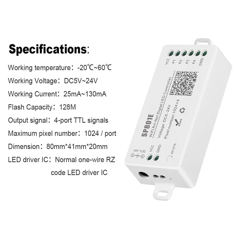 ABKS-10X SP801E Wifi Art-Net LED Controller LED Matrix Panel Module WS2812B WS2811 Light Strip Wireless Control DC5-24V
ABKS-10X SP801E Wifi Art-Net LED Controller LED Matrix Panel Module WS2812B WS2811 Light Strip Wireless Control DC5-24V