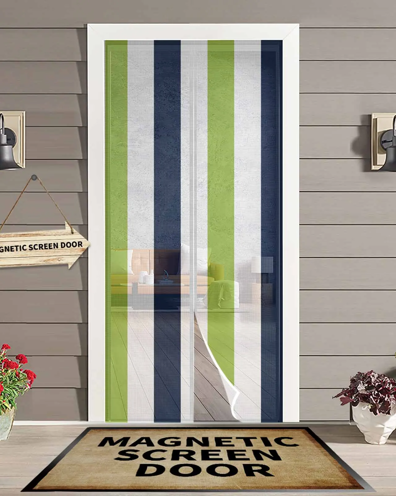 Navy Blue Grass Green Contrast Striped Magnetic Door Curtain Living Room Bedroom Home Anti-mosquito Screen Door Curtain
Navy Blue Grass Green Contrast Striped Magnetic Door Curtain Living Room Bedroom Home Anti-mosquito Screen Door Curtain