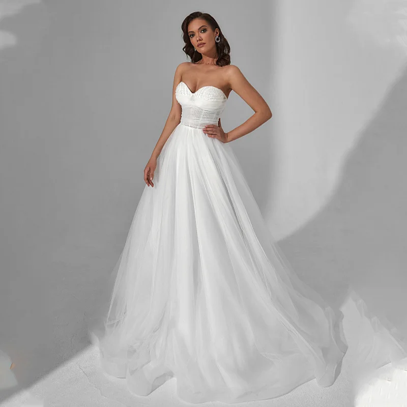 Elegant Sweetheart A Line Wedding Dresses Beaded Belt Soft Tulle Floor Length Vestido De Novia Bridal Grown
Elegant Sweetheart A Line Wedding Dresses Beaded Belt Soft Tulle Floor Length Vestido De Novia Bridal Grown