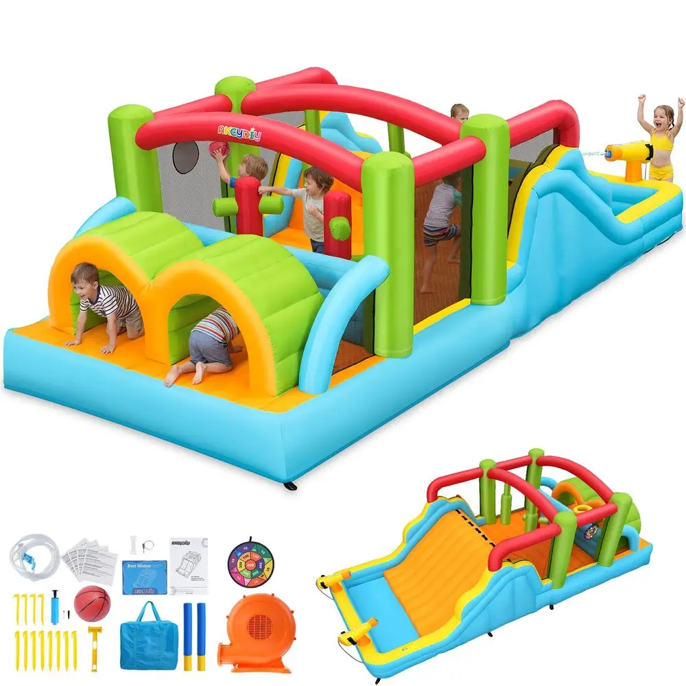 Inflatable Obstacle Course Bounce House with Water Play, 19.8 8.9 6.0 ft Backyard Indoor Outdoor Inflatable Playground, 550W Bl
Inflatable Obstacle Course Bounce House with Water Play, 19.8 8.9 6.0 ft Backyard Indoor Outdoor Inflatable Playground, 550W Bl