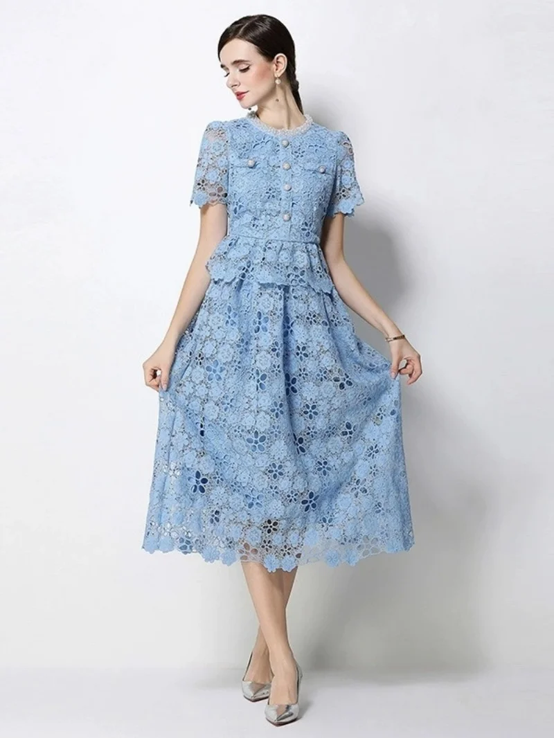 Luxury Embroidery Lace 2Piece Sets Women Outfit Summer Clothes Women 2026 Diamond O-Neck Top Long Skirt Suit OL Style Dress Sets
Luxury Embroidery Lace 2Piece Sets Women Outfit Summer Clothes Women 2026 Diamond O-Neck Top Long Skirt Suit OL Style Dress Sets