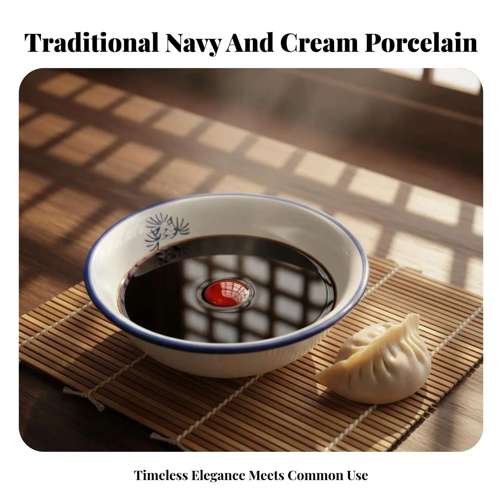 Navy and Cream Porcelain Bowl and Plate Set, Vintage Chinese Ceramic, Thickened, Shockproof, Microwave-Safe Tableware
Navy and Cream Porcelain Bowl and Plate Set, Vintage Chinese Ceramic, Thickened, Shockproof, Microwave-Safe Tableware