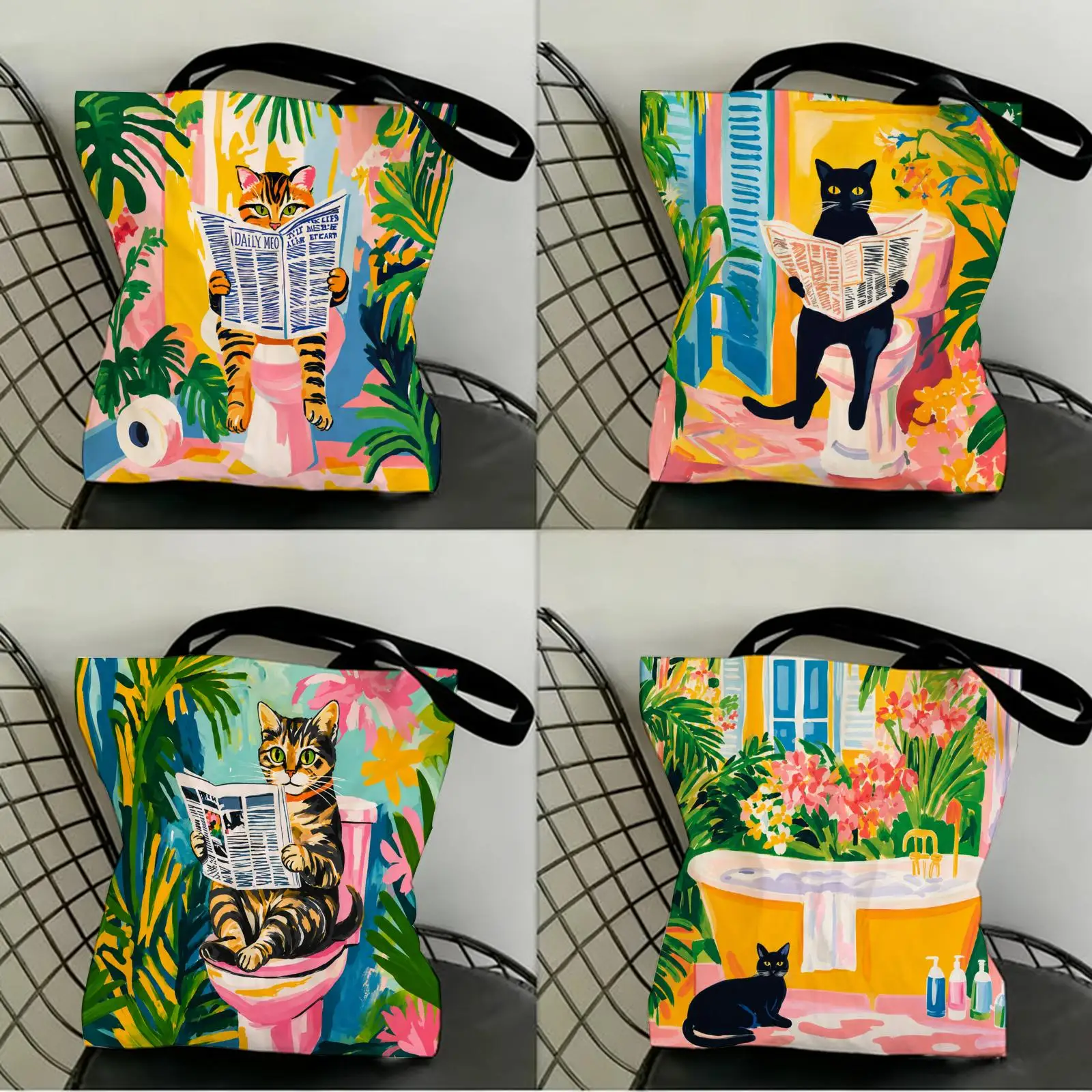 Black Cat on Toilet Storage Bags Canvas Double-Sided Print Women Large Tote Bag Durable Beach Picnic Foldable Gift Eco
Black Cat on Toilet Storage Bags Canvas Double-Sided Print Women Large Tote Bag Durable Beach Picnic Foldable Gift Eco