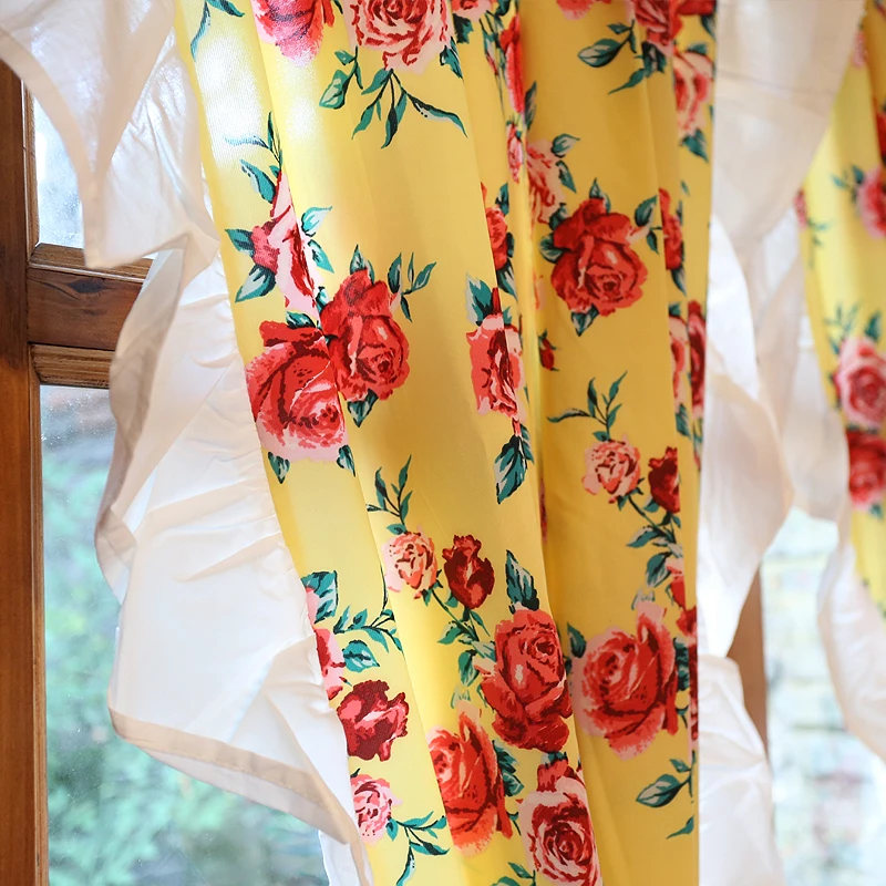 Rococo Vintage Rose American Flower Chiffon Half Curtain Door Curtain Cabinet Curtain Short Voile Curtain with Ruffled Warp
Rococo Vintage Rose American Flower Chiffon Half Curtain Door Curtain Cabinet Curtain Short Voile Curtain with Ruffled Warp
