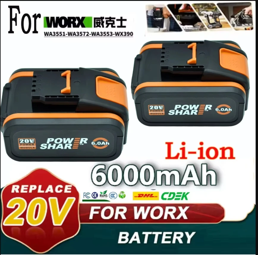 Latest Worx 20V 10.0Ah lithium battery rechargeable WA3553 WA3551 WA3553. suitable for all Worx electric and gardening tools
Latest Worx 20V 10.0Ah lithium battery rechargeable WA3553 WA3551 WA3553. suitable for all Worx electric and gardening tools