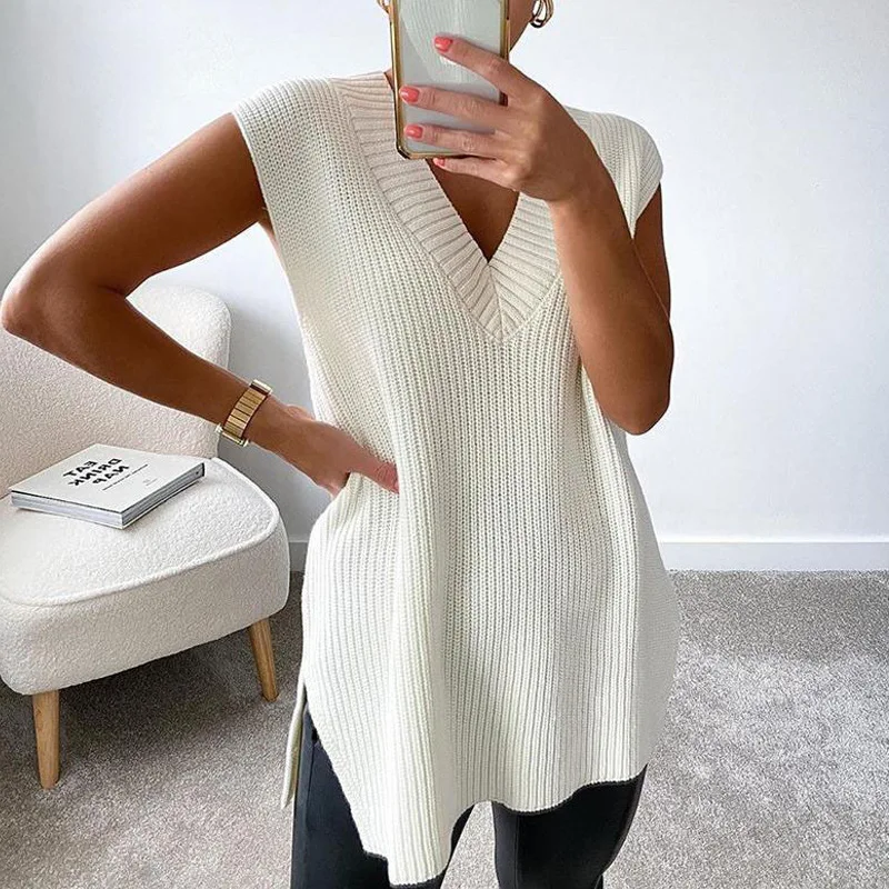 In stock, sweater new autumn and winter V-neck loose sleeveless vest pullover knitted sweater women
In stock, sweater new autumn and winter V-neck loose sleeveless vest pullover knitted sweater women
