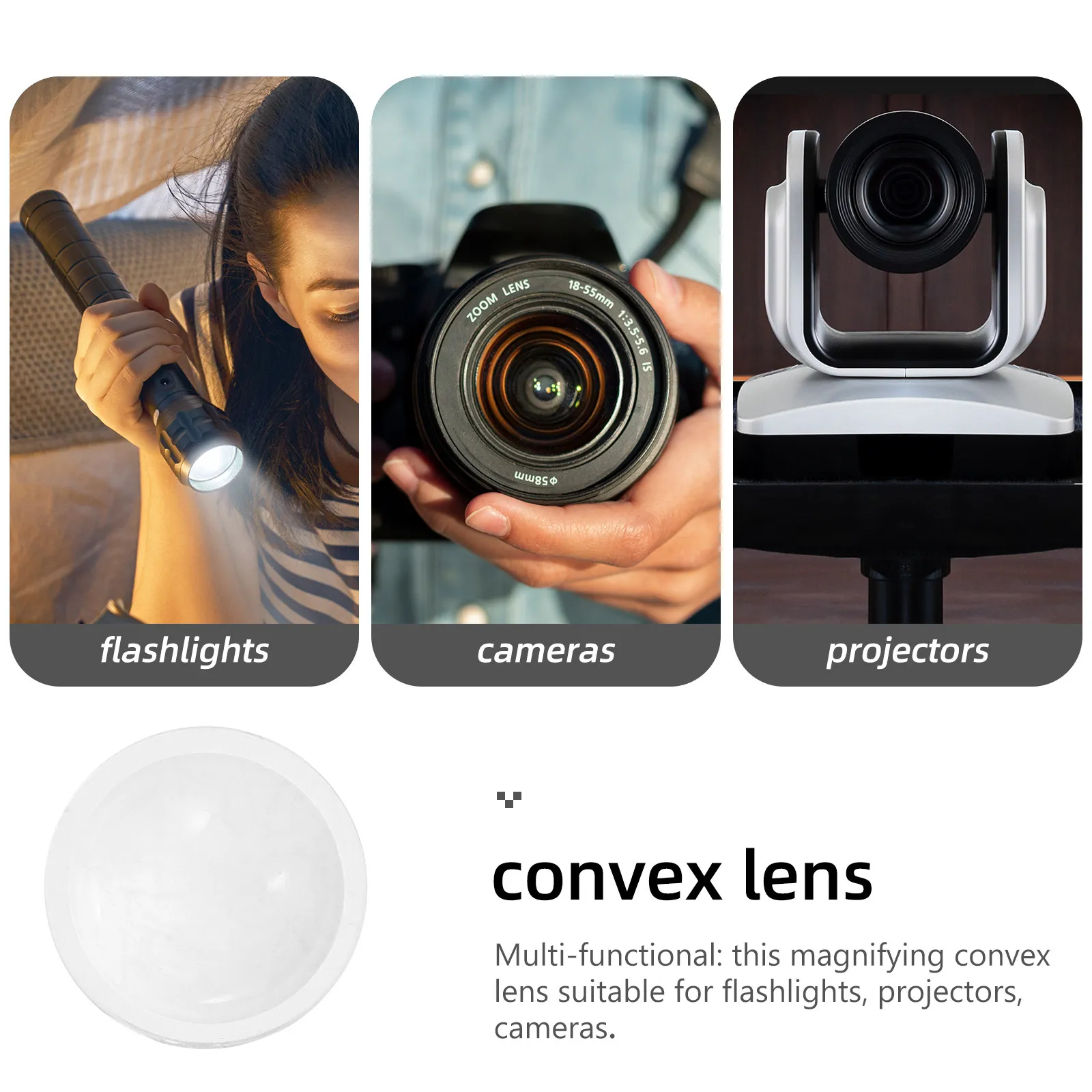 Набор из 5 светодиодных фокусирующих линз 12,5 мм: сменные выпуклые оптические линзы для фонарика, регулируемая концентрация луча, увеличительный инструмент
Набор из 5 светодиодных фокусирующих линз 12,5 мм: сменные выпуклые оптические линзы для фонарика, регулируемая концентрация луча, увеличительный инструмент