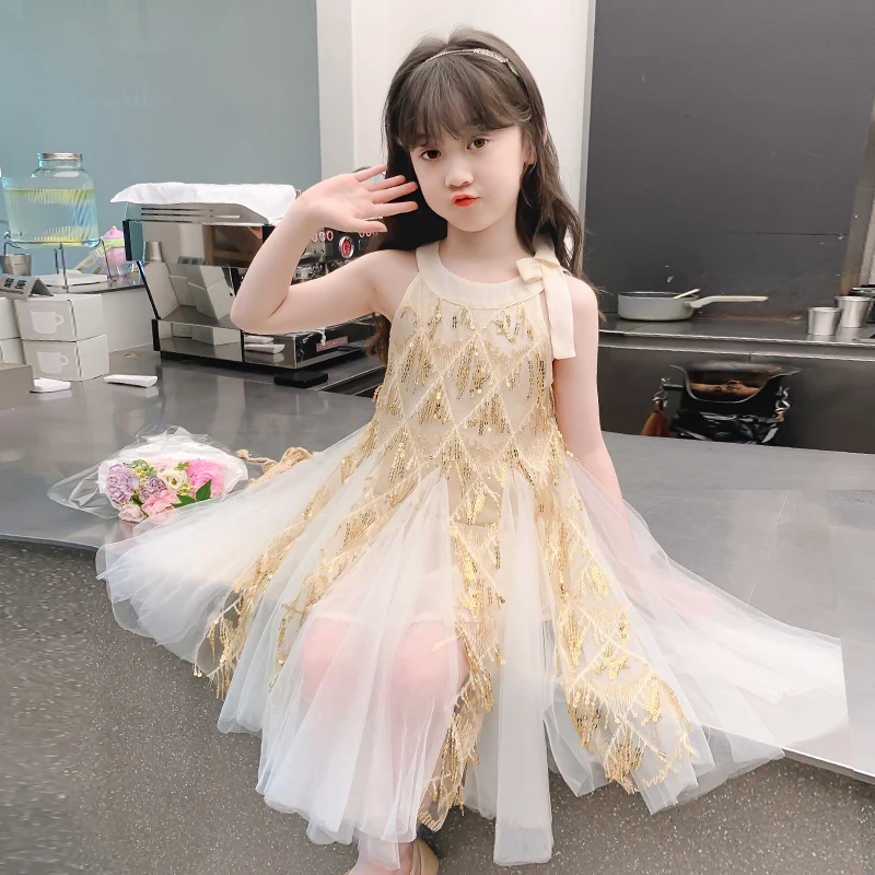 Girls Party Dress Sequin Tassel Vest Mesh Round Collar Sleeveless Princess Children's Formal Dresses 2025 Summer
Girls Party Dress Sequin Tassel Vest Mesh Round Collar Sleeveless Princess Children's Formal Dresses 2025 Summer