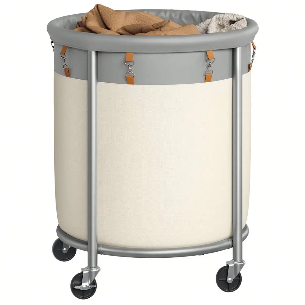 Laundry Basket With Wheels, Rolling Laundry Hamper, Round Laundry Cart With Steel Frame And Removable Bag, 4 Casters And 2 Brak
Laundry Basket With Wheels, Rolling Laundry Hamper, Round Laundry Cart With Steel Frame And Removable Bag, 4 Casters And 2 Brak