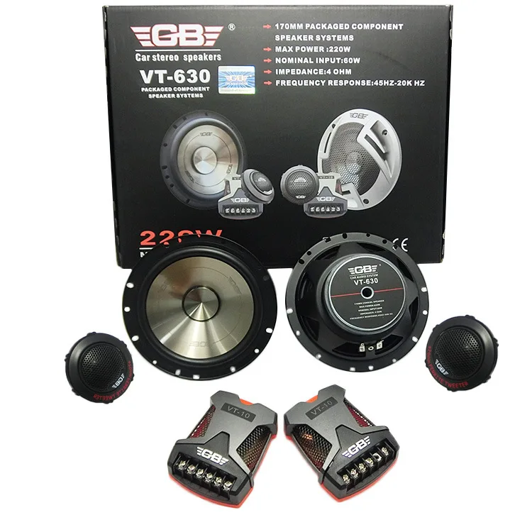 Wholesale GB VT-630 RMS power 50W MAX power 220W car speaker sets 6.5-inch 4ohm 92db car audio speakers
Wholesale GB VT-630 RMS power 50W MAX power 220W car speaker sets 6.5-inch 4ohm 92db car audio speakers