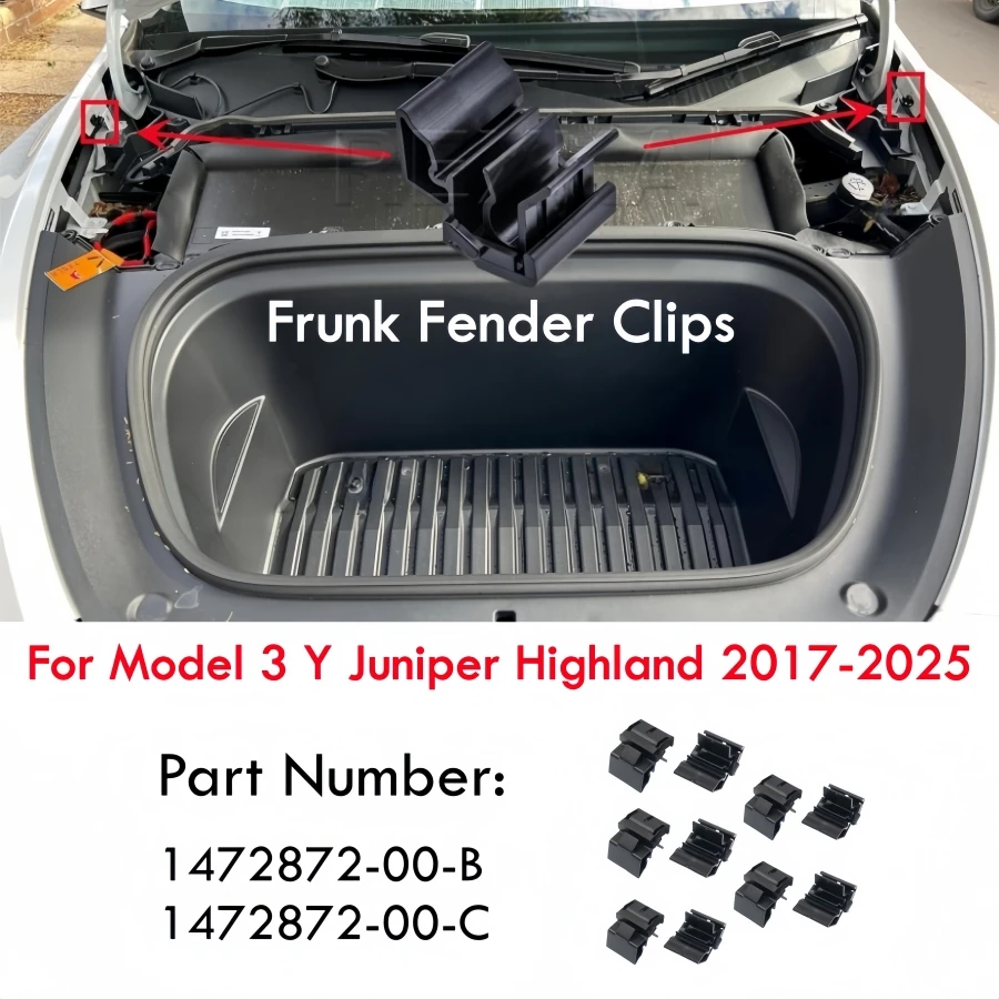 1472872-00-B 1472872-00-C Frunk Fender Clips for Tesla Model 3 Y Juniper Highland 2017-2025 Front Bumper Box Buckle Hood Clips
1472872-00-B 1472872-00-C Frunk Fender Clips for Tesla Model 3 Y Juniper Highland 2017-2025 Front Bumper Box Buckle Hood Clips