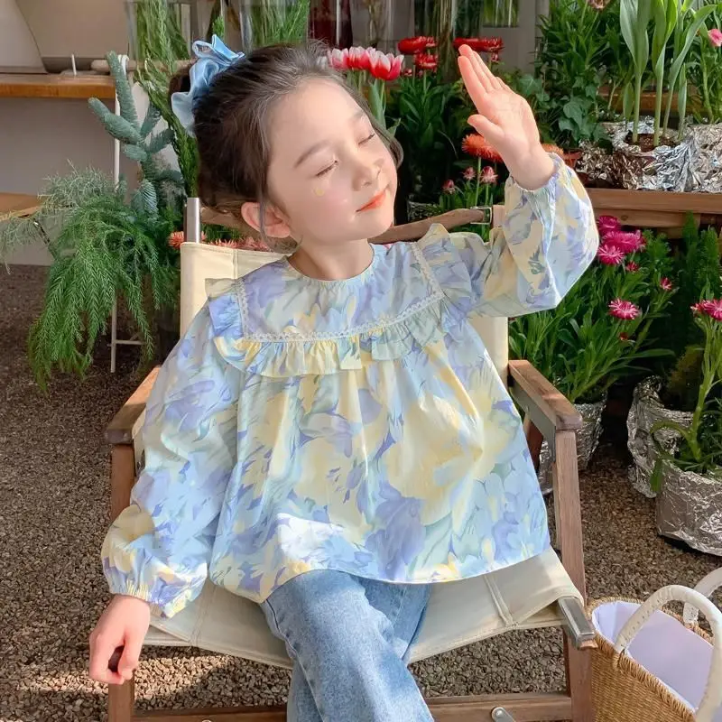 Girls' pure cotton shirt long sleeved 2025 spring and autumn new style floral top children's shirt sweet princess style
Girls' pure cotton shirt long sleeved 2025 spring and autumn new style floral top children's shirt sweet princess style