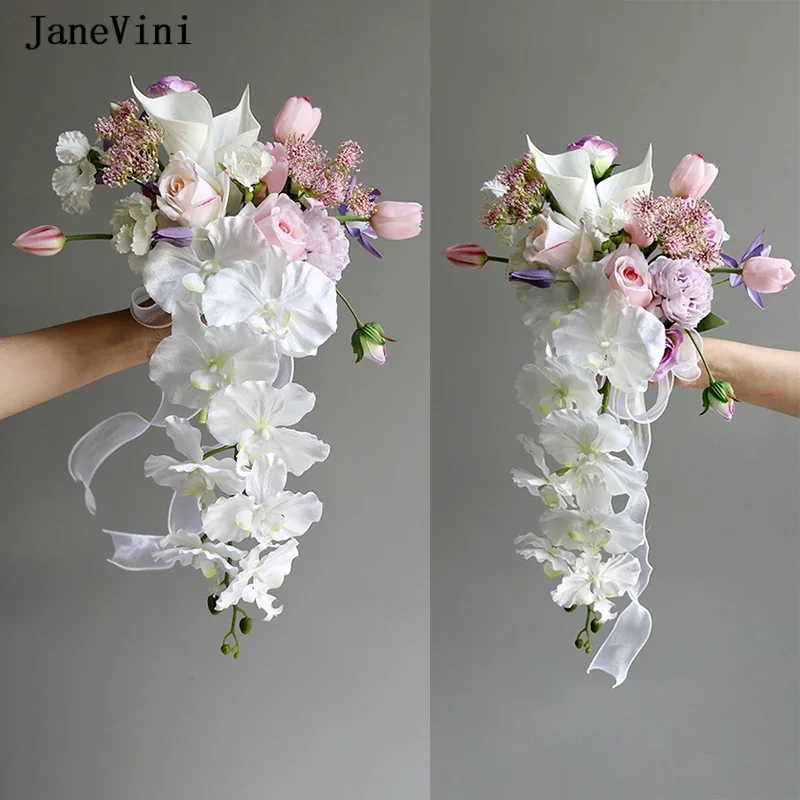 JaneVini Elegant Waterfall Bridal Bouquets Artificial Pink Purple Roses Cascading Butterfly Orchid Bride Wedding Bouquet Flowers
JaneVini Elegant Waterfall Bridal Bouquets Artificial Pink Purple Roses Cascading Butterfly Orchid Bride Wedding Bouquet Flowers