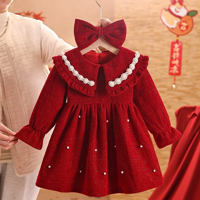 Children Girls Pearl Princess Dress Winter Red Bubble Sleeve Kids Baby Girl Dress Ruched Waist Infant Toddler Girl Dress Red Bow
Children Girls Pearl Princess Dress Winter Red Bubble Sleeve Kids Baby Girl Dress Ruched Waist Infant Toddler Girl Dress Red Bow