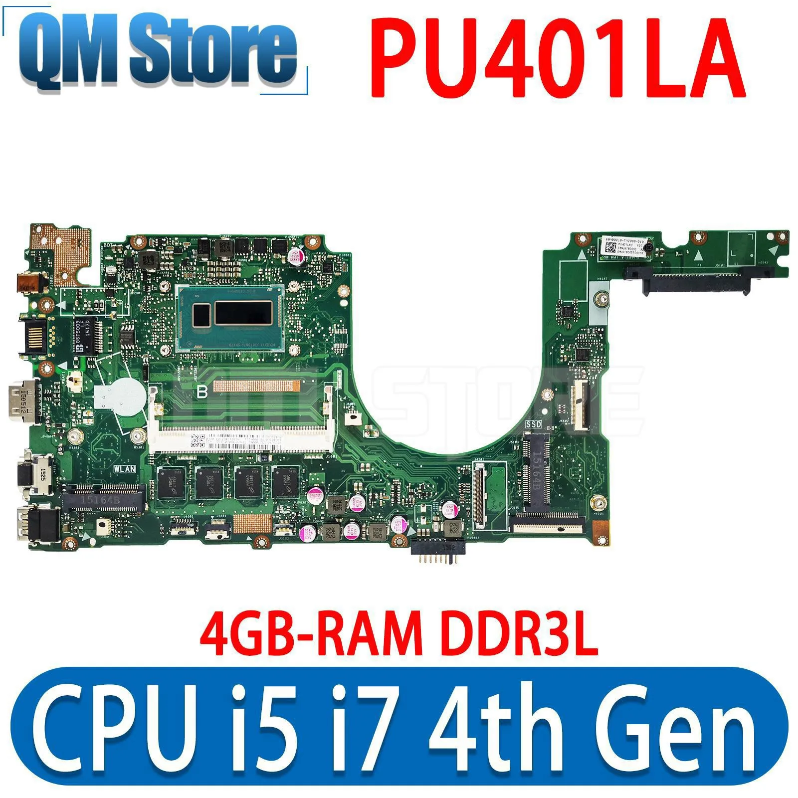 QM PU401L For ASUS Laptop Motherboard I5 I7 4th Gen CPU ASUSPRO ESSENTIAL PU401LAC E401LA PRO401LA Mainboard 4GB/RAM DDR3L
QM PU401L For ASUS Laptop Motherboard I5 I7 4th Gen CPU ASUSPRO ESSENTIAL PU401LAC E401LA PRO401LA Mainboard 4GB/RAM DDR3L