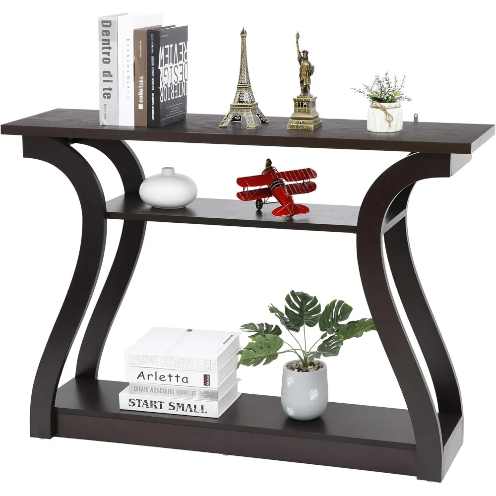 Wood Console Table with Curved Legs and Shelf, 3 Tier Modern Accent Sofa Table for Entryway, Living Room, Hallway, 47 in Wide
Wood Console Table with Curved Legs and Shelf, 3 Tier Modern Accent Sofa Table for Entryway, Living Room, Hallway, 47 in Wide