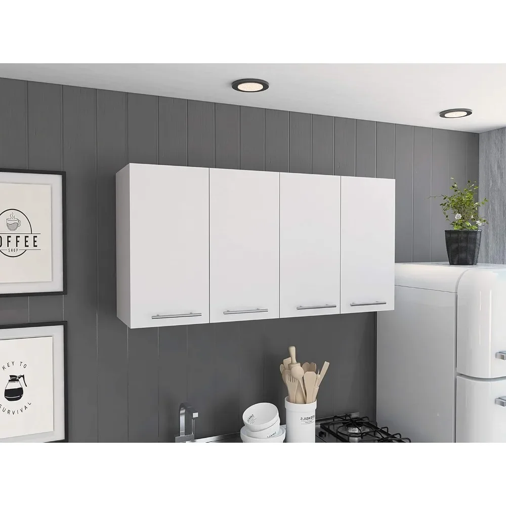 Space-Saving Wall Mounted Cabinet with Four Doors, Two Shelves, and Dish Rack for Kitchen - Modern White Design
Space-Saving Wall Mounted Cabinet with Four Doors, Two Shelves, and Dish Rack for Kitchen - Modern White Design