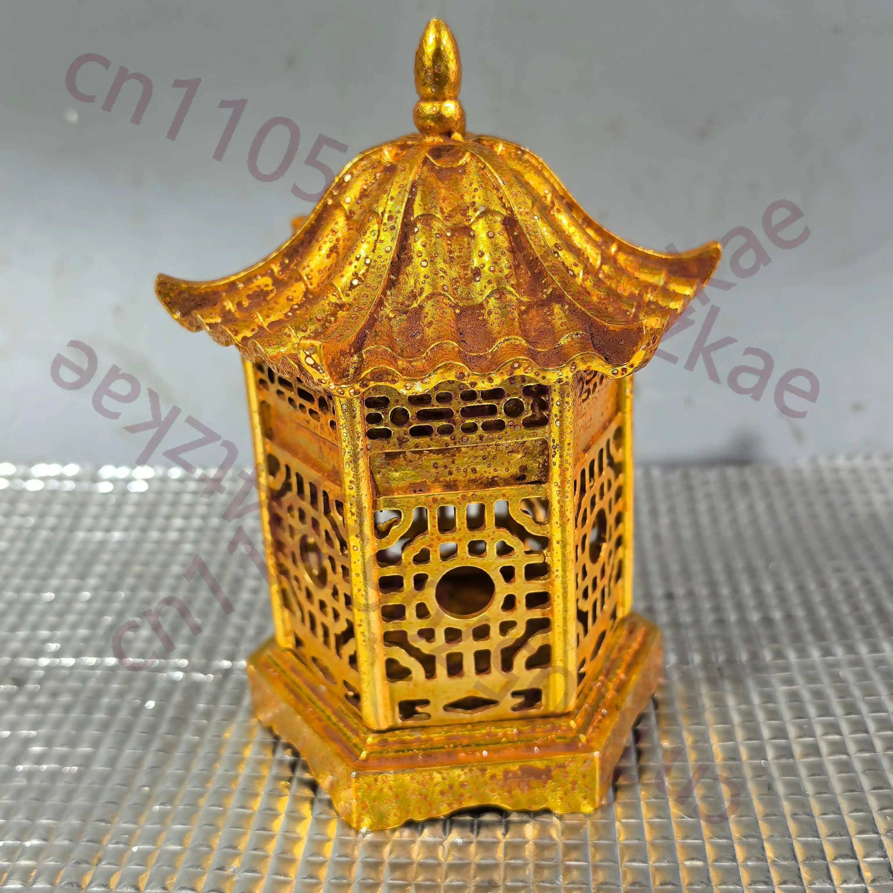 Chinese Folk Collection of copper Golden colored pavilion hollowed out incense burner decoration for living room
Chinese Folk Collection of copper Golden colored pavilion hollowed out incense burner decoration for living room