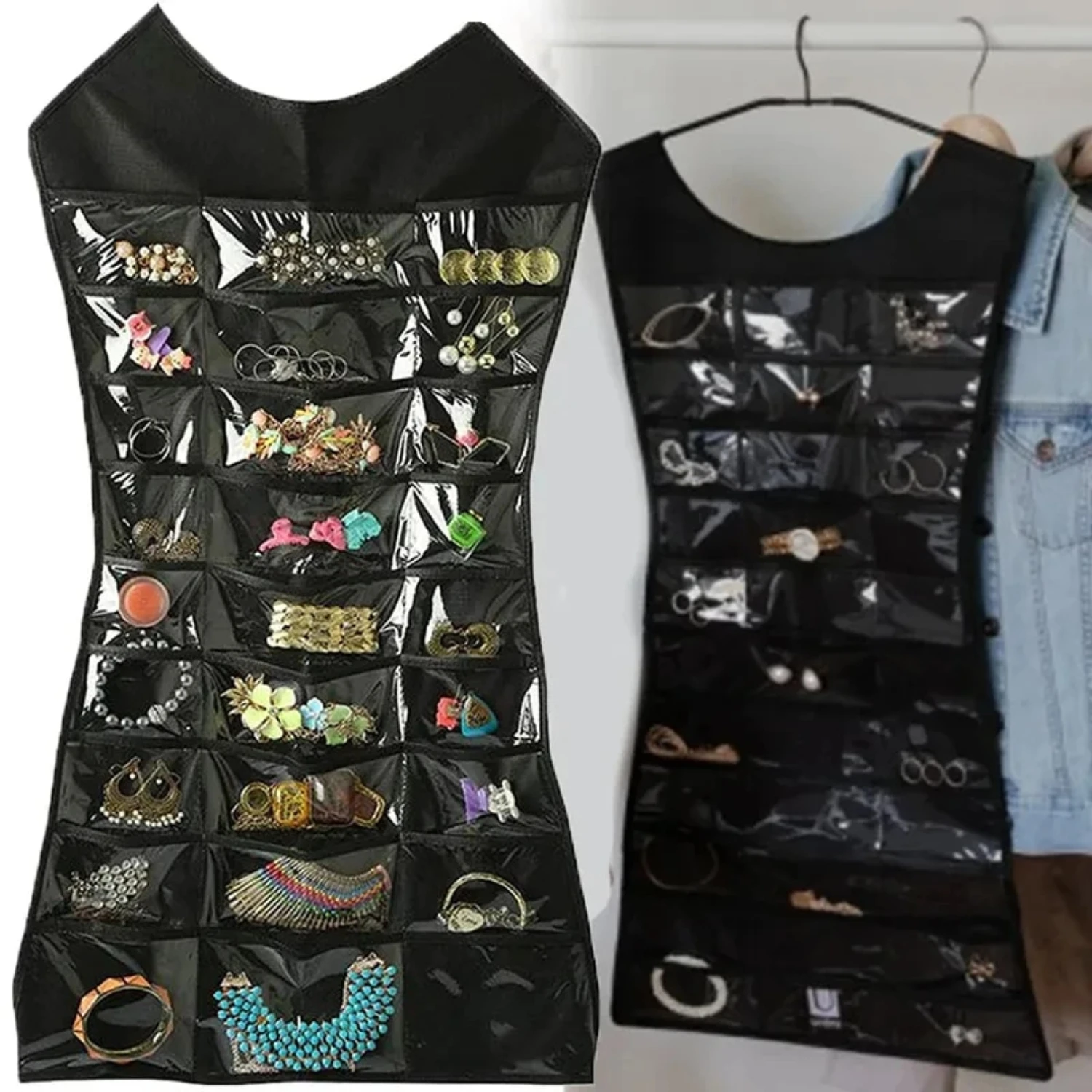 Double Sided Hanging Jewelry Organizer Large Jewelry Bag Jewelry Holder Display Necklace Bracelet Earring Ring Pocket
Double Sided Hanging Jewelry Organizer Large Jewelry Bag Jewelry Holder Display Necklace Bracelet Earring Ring Pocket