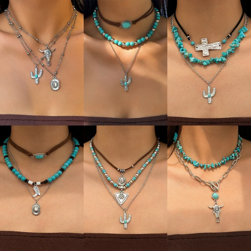 Dy Mexican Ethnic Style Cactus Necklace Set Imitated Turquoise Choker Women'S Necklace Pendant
Dy Mexican Ethnic Style Cactus Necklace Set Imitated Turquoise Choker Women'S Necklace Pendant