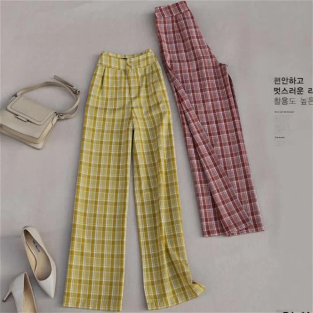 Pants female new loose straight casual small suit retro high waist drape plaid wide leg pants for women
Pants female new loose straight casual small suit retro high waist drape plaid wide leg pants for women