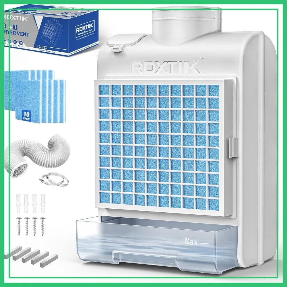 Indoor Dryer Vent Kit, 3-in-1, 10 Polyester Filters, Stainless Steel Screen, Water Drawer for Electric Dryer
Indoor Dryer Vent Kit, 3-in-1, 10 Polyester Filters, Stainless Steel Screen, Water Drawer for Electric Dryer