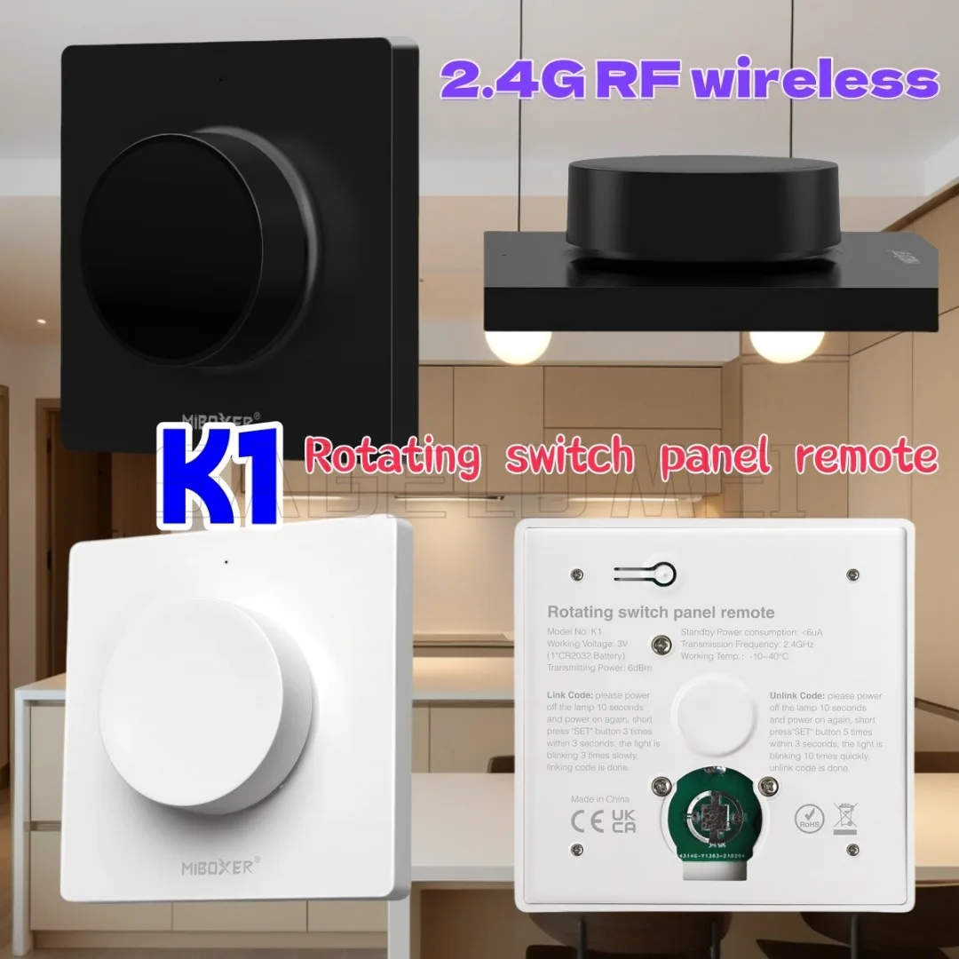NEW K1 Miboxer 2.4GHZ For Light Fixtures Controllers Rotating Panel Remote Switch Wireless Dimmable Brightness ColorTemperature
NEW K1 Miboxer 2.4GHZ For Light Fixtures Controllers Rotating Panel Remote Switch Wireless Dimmable Brightness ColorTemperature