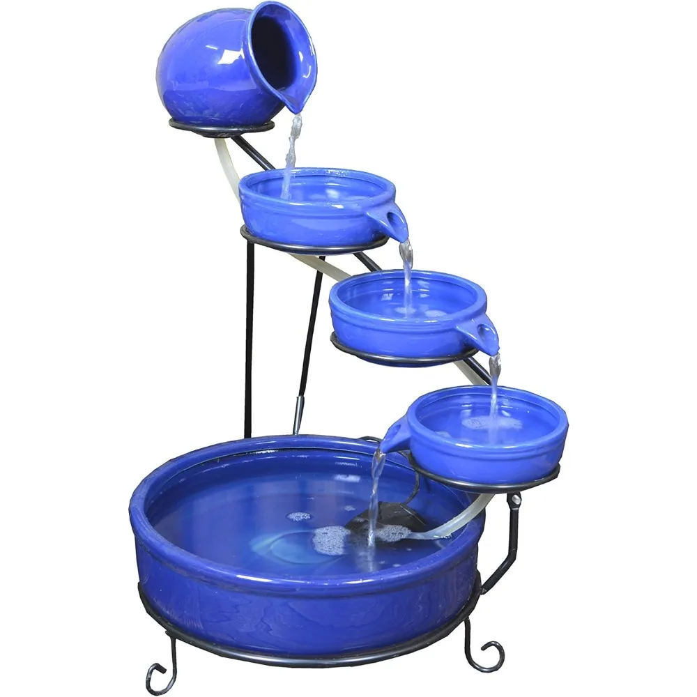 Cascade Ceramic Solar Water Fountain Bowls 5 Tierd with Panel Pump Cascading Garden Decoration Bird Iron Frame (Blue Daytime)
Cascade Ceramic Solar Water Fountain Bowls 5 Tierd with Panel Pump Cascading Garden Decoration Bird Iron Frame (Blue Daytime)