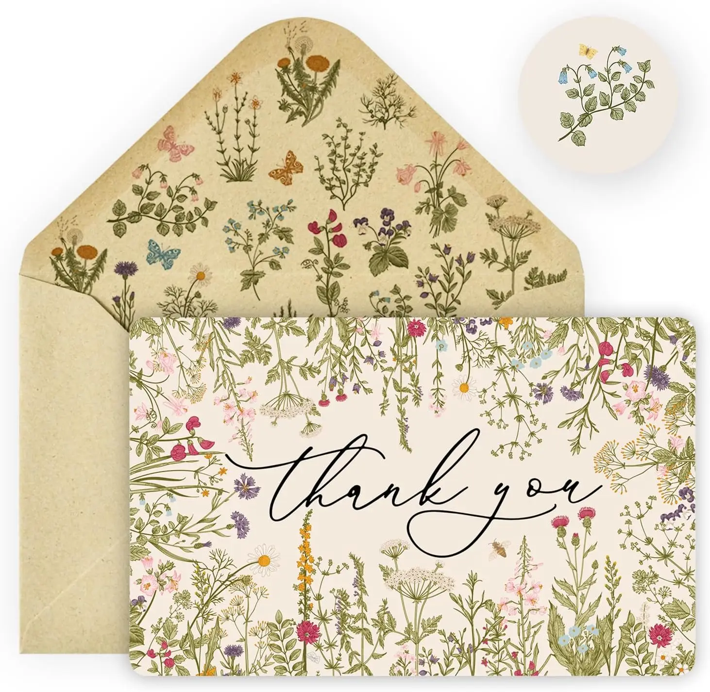 Mode 24 Pack Leaves Wildflower Thank You Cards Flower Greeting Cards Gift With Envelope Sticker Blank Note Cards for Birthday We 
Mode 24 Pack Leaves Wildflower Thank You Cards Flower Greeting Cards Gift With Envelope Sticker Blank Note Cards for Birthday We