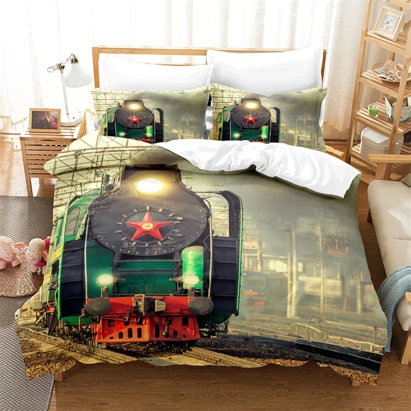 Train Duvet Cover Full Size Boys Steam Engine Bedding Set Microfiber 3D Rail Vehicles Comforter Cover For Kids Teens Room Decor
Train Duvet Cover Full Size Boys Steam Engine Bedding Set Microfiber 3D Rail Vehicles Comforter Cover For Kids Teens Room Decor