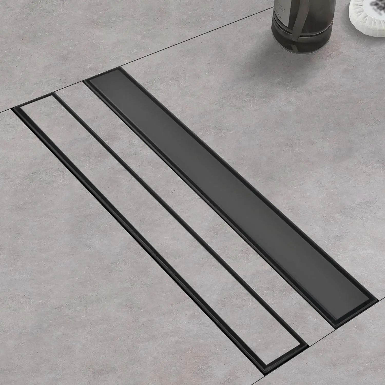 24" Black Linear Shower Drain with Tile Insert, 304 Stainless Steel, Hair Catcher, Adjustable Feet
24" Black Linear Shower Drain with Tile Insert, 304 Stainless Steel, Hair Catcher, Adjustable Feet