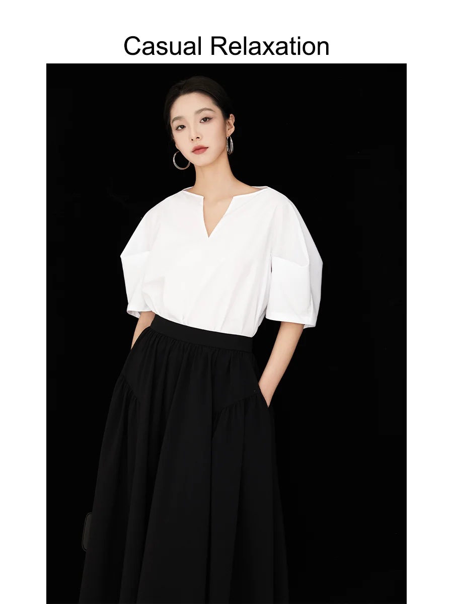 Белая летняя женская футболка свободного кроя с V-образным вырезом, тонкая, дышащая, комфортная, с коротким рукавом-фонариком, новинка, дизайнерская модель
Белая летняя женская футболка свободного кроя с V-образным вырезом, тонкая, дышащая, комфортная, с коротким рукавом-фонариком, новинка, дизайнерская модель