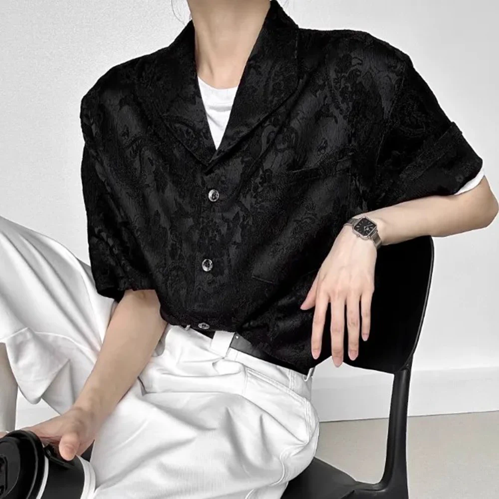 Mens Shirts Embroidered Jacquard Casual Shirts Spring Streetwear Fashion Youth Campus Short-Sleeved Tops Men'S Clothing 2025 New
Mens Shirts Embroidered Jacquard Casual Shirts Spring Streetwear Fashion Youth Campus Short-Sleeved Tops Men'S Clothing 2025 New