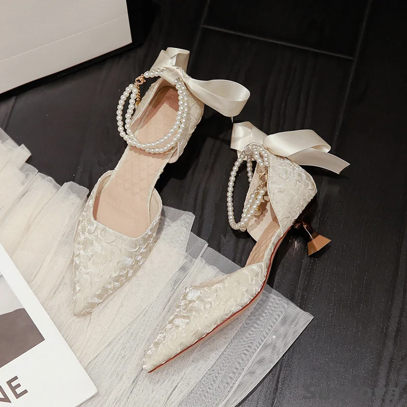 Women Fashion Pumps Pearl Chain High Heel Sandals 2023Summer New Pointed Toe High Heel Shoes Shaped Heel Ribbon Thin Heel Shoes
Women Fashion Pumps Pearl Chain High Heel Sandals 2023Summer New Pointed Toe High Heel Shoes Shaped Heel Ribbon Thin Heel Shoes