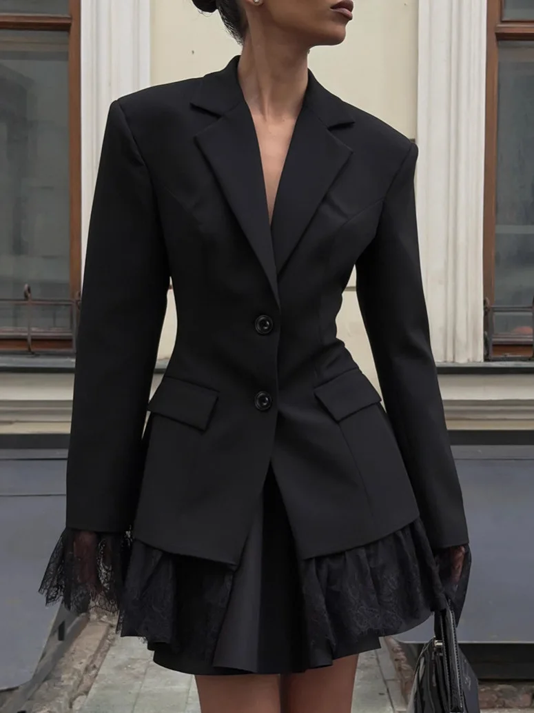 Женский костюм Ele Bla: длинный жакет с кружевными вставками, универсальный, с завышенной талией, для повседневной носки, из полиэфирного волокна
Женский костюм Ele Bla: длинный жакет с кружевными вставками, универсальный, с завышенной талией, для повседневной носки, из полиэфирного волокна