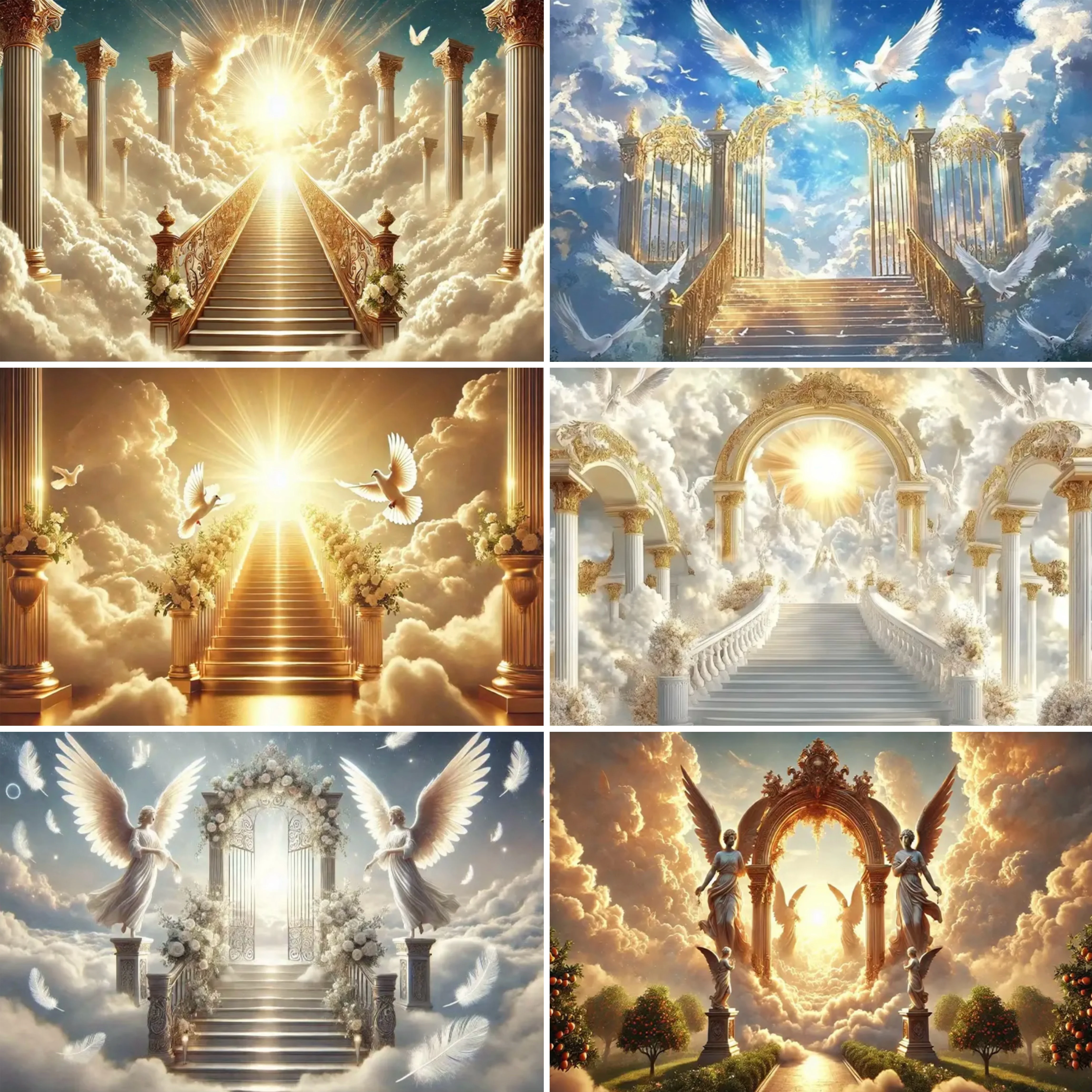 Golden Heaven Staircase Decor Background God's Kingdom Heaven's Light Angel Wings Church Wedding Event Backdrop Party Decoration 
Golden Heaven Staircase Decor Background God's Kingdom Heaven's Light Angel Wings Church Wedding Event Backdrop Party Decoration
