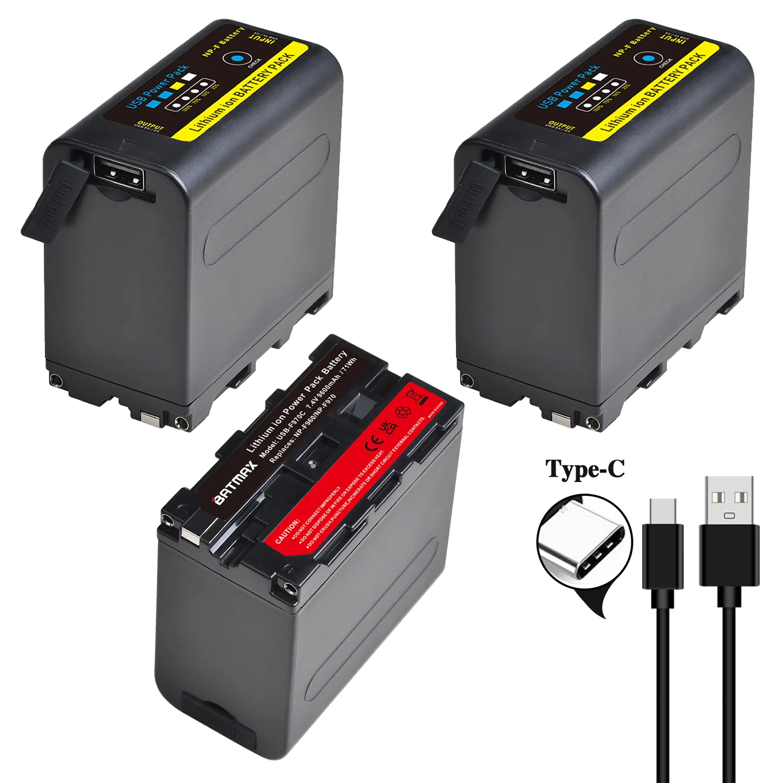 Batmax NP-F970 NP-F960 NP-F980 Battery 9600mAh with Type C Port For Sony QM91D CCD-RV100,MVC-FD91 For NP-F LED Video Light
Batmax NP-F970 NP-F960 NP-F980 Battery 9600mAh with Type C Port For Sony QM91D CCD-RV100,MVC-FD91 For NP-F LED Video Light